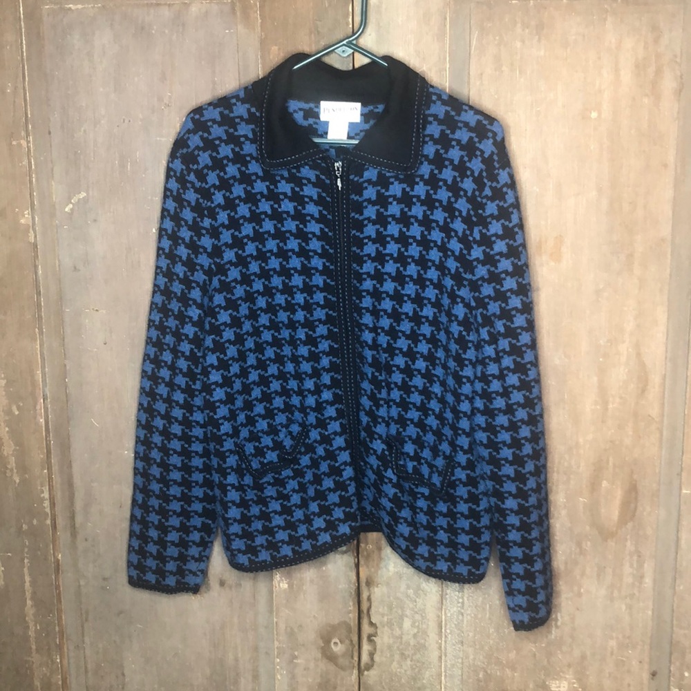 Pendleton zip from blue black houndstooth cardigan